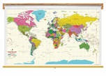 World Vivid Wall Map Classroom Pull Down